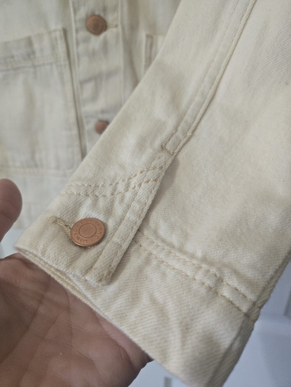 Everlane Denim "Chore Jacket" In Bone, XS - Picture 6 of 15